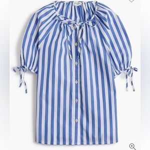 J.Crew Factory Button Front Top with tie sleeves NWT